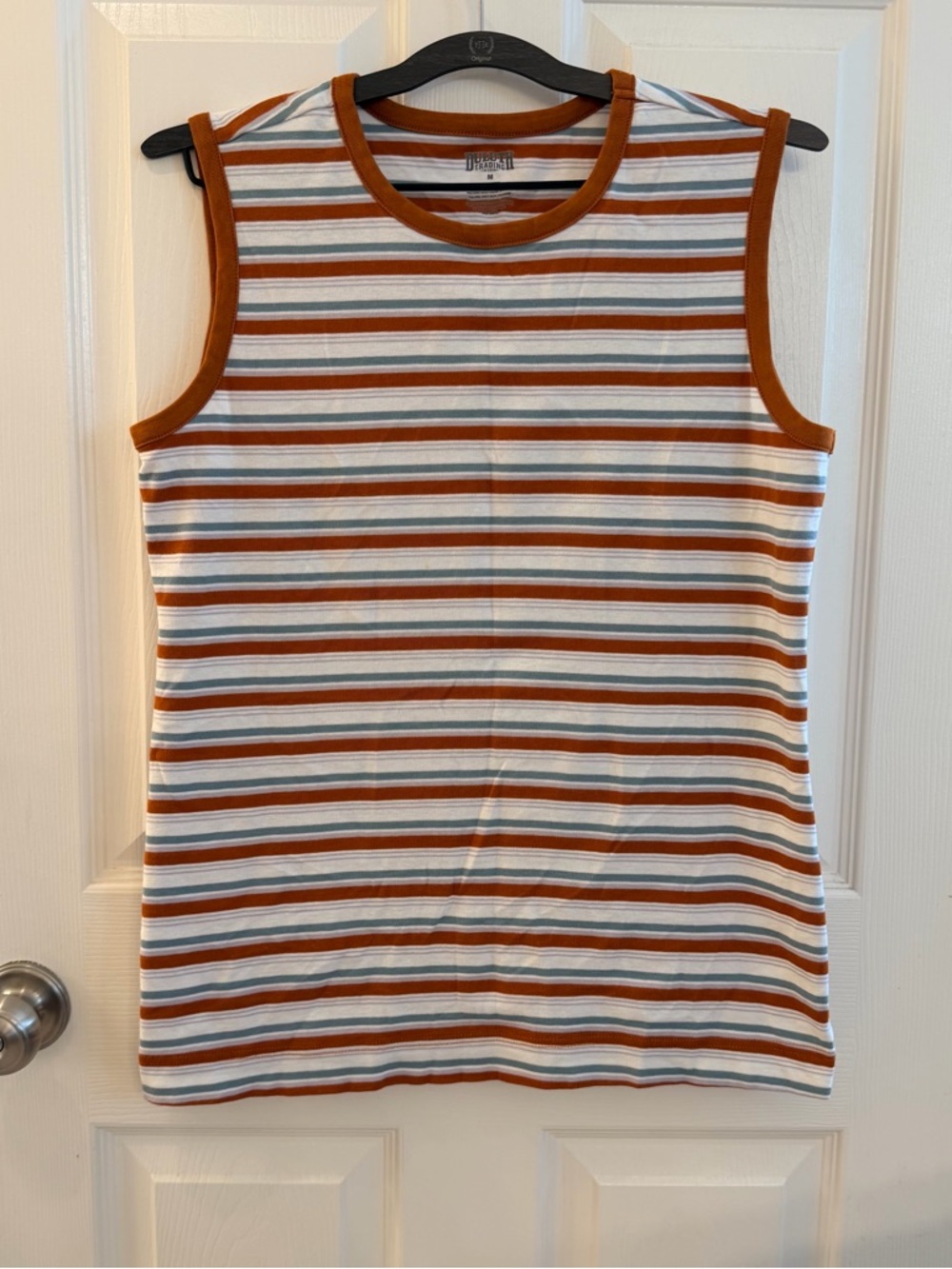 Duluth Striped Sleeveless Tank Top in Rust